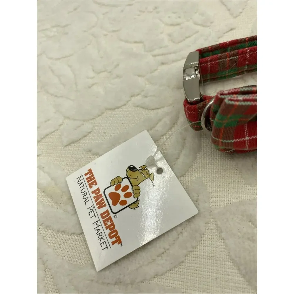 XSmall Puppy Collar Christmas Red And Green Plaid Bow 10”